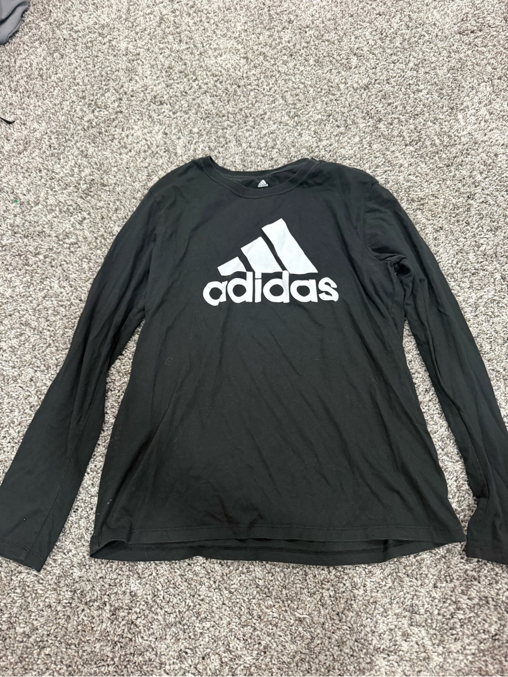 adidas Black Long-Sleeve Crew with White Trefoil Logo